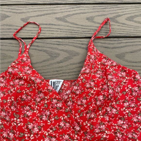 Free People all my love  medium red ditsy floral mini true wrap dress - Picture 3 of 10